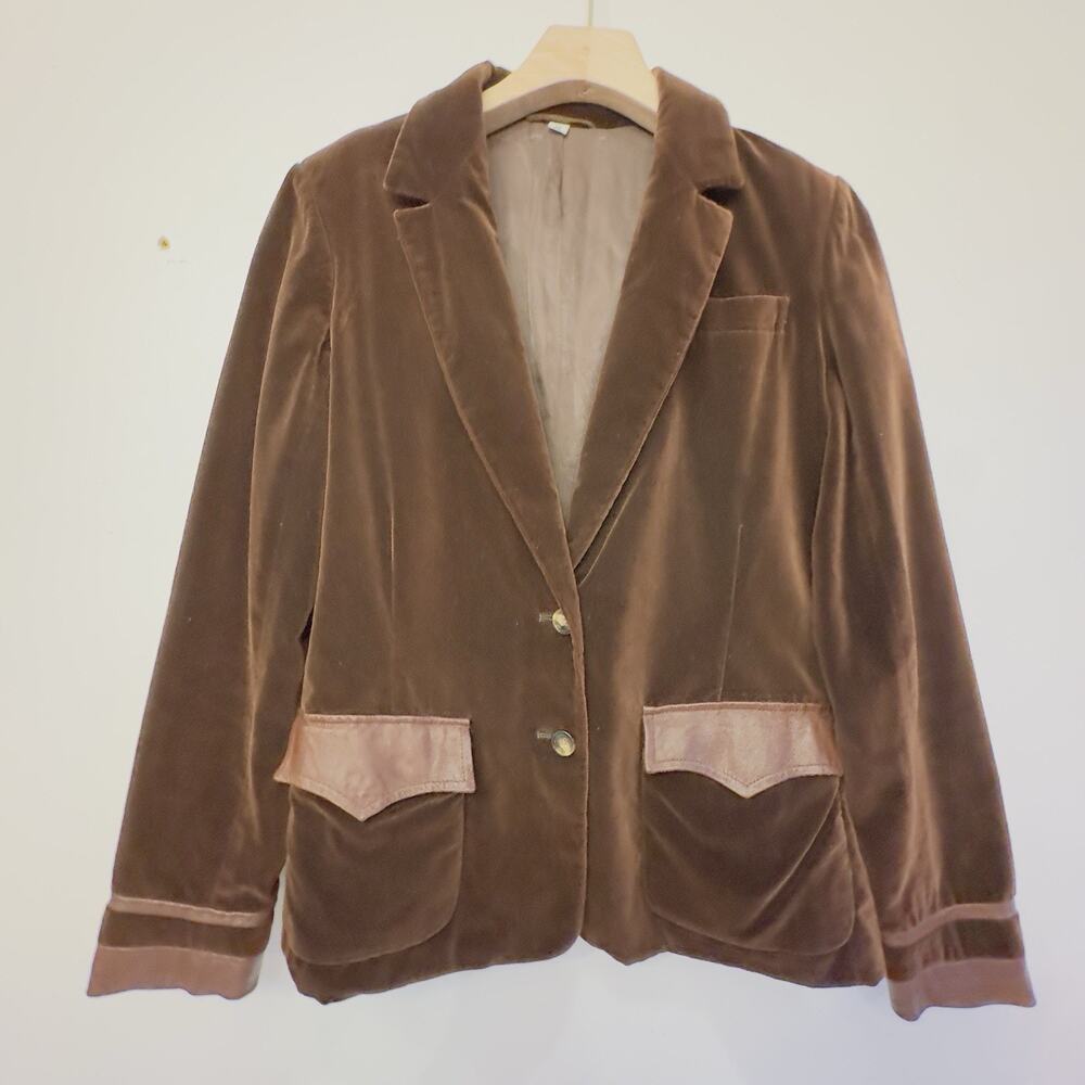 Vintage 1970s Chocolate Brown Velvet Blazer The Fashion Place Sears Roebuck 12 - Picture 2 of 12